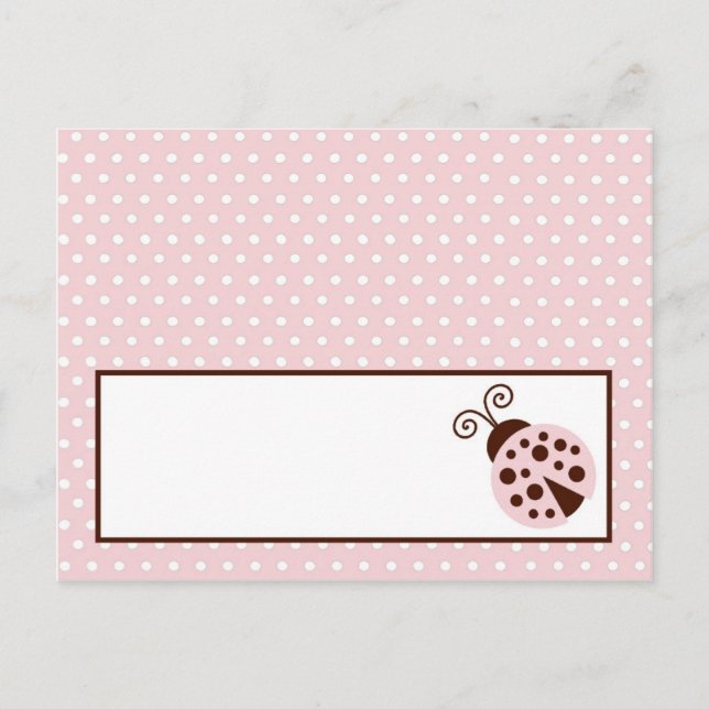 Writable Place Card Pink Ladybug (Front)