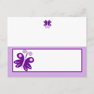 Writable Place Card Purple Spring Time Butterfly