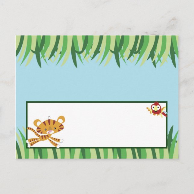 Writable Place Card Rain-forest Jungle Animal (Front)