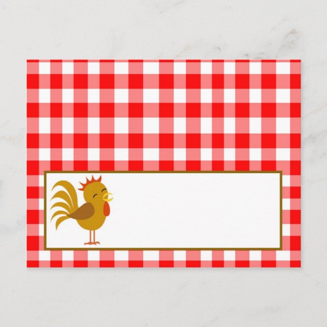 Writable Place Card Red Barn Farm Animals (Front)