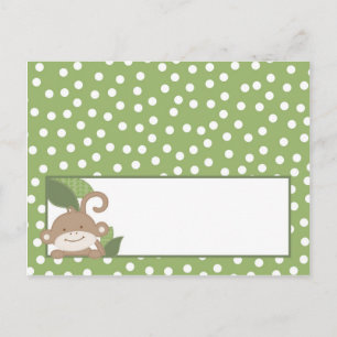 Writable Place Card Safari Jungle Monkey Green