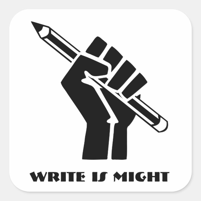 Write is Might Square Sticker (Front)