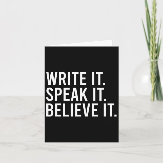 Write It Speak It Believe It Motivational Faith Ap Card (Front)