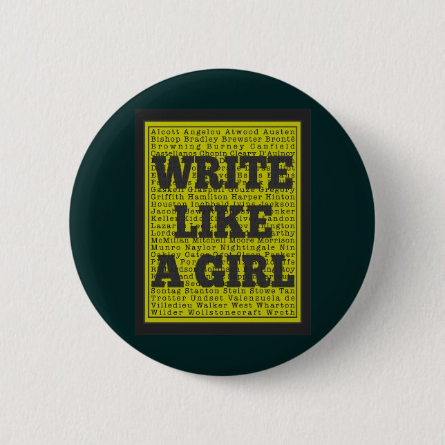 Write Like a Girl Charcoal 2 Inch Round Button (Front)