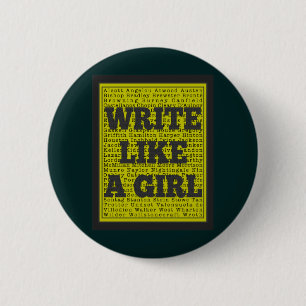 Write Like a Girl Charcoal 2 Inch Round Button
