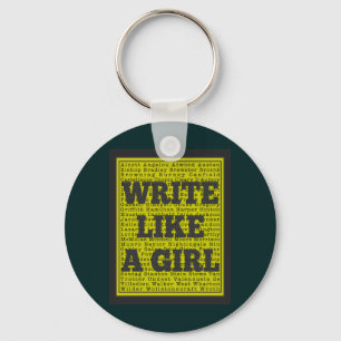 Write Like a Girl Charcoal Keychain
