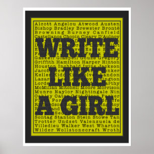 Write Like a Girl Charcoal Print