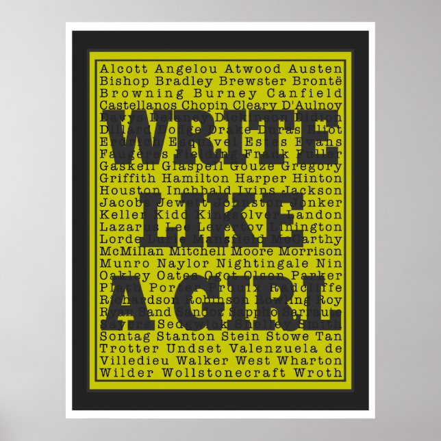 Write Like a Girl Charcoal Print (Front)