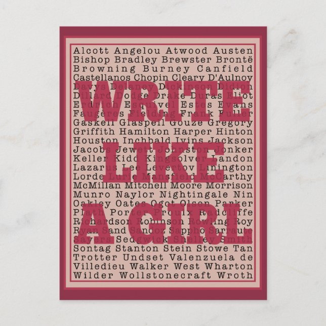 Write Like a Girl Lipstick Postcard (Front)