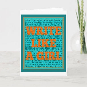 Write Like a Girl Teal Card