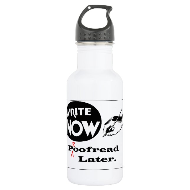 Write Now - Proofread later! 532 Ml Water Bottle (Front)