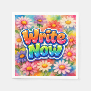 Write Now Text with Neon Daisy Garden Napkin