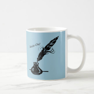 Write On! Quill Ink Coffee Cup Writers Light Blue