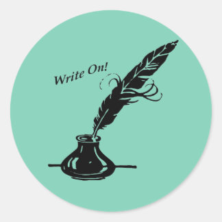 Write On! Quill Ink for Writers Classic Round Sticker