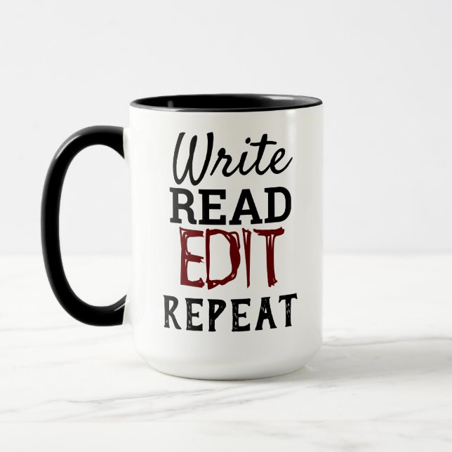 Write, Read, EDIT, Repeat Mug (Left)