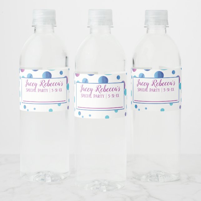 Write Your Name Blue, Pink Polka Dots Labels (Bottles)