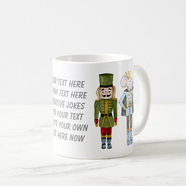Write your text Cute watercolor Nutcracker Trendy Coffee Mug (Front Right)