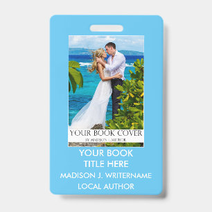 Writer Author Book Cover - Lt Blue or Pick Colour Badge