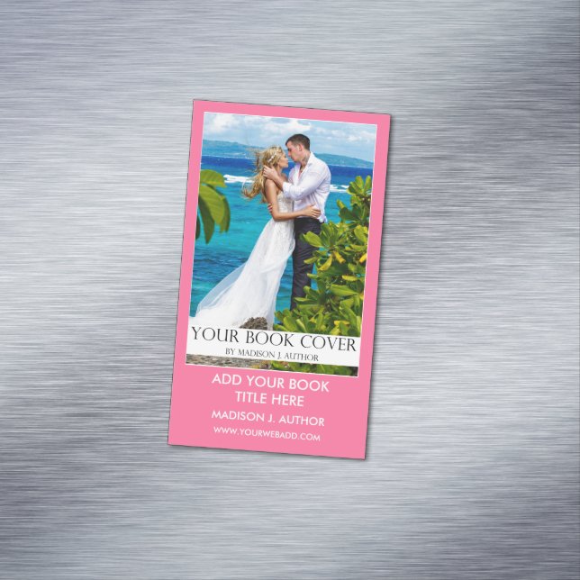 Writer Author Book Promotion Pink Magnetic Business Card (In Situ)