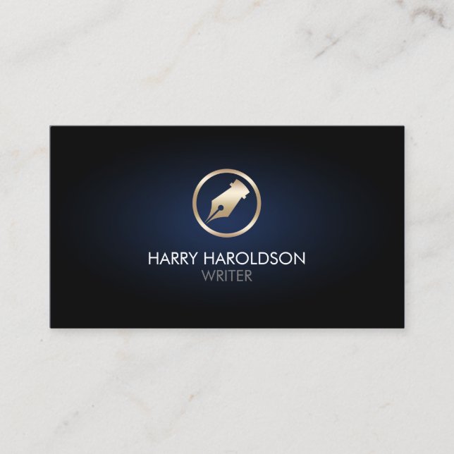 Writer Author Pen Nib Icon Business Card (Front)