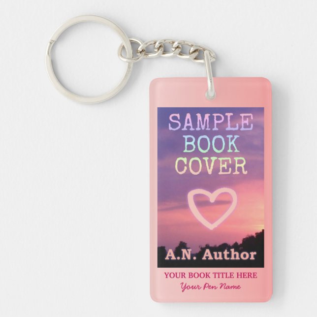 Writer Author Promotion Book Cover Pink White Keychain (Front)