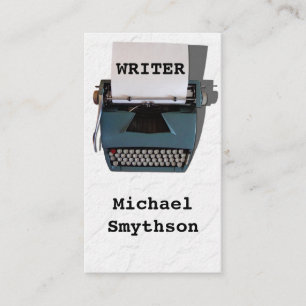 Writer Author Retro Typewriter on Crinkled Paper Business Card