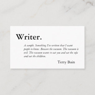 Writer Black and White Business Card