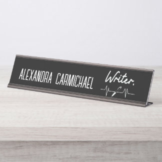 Writer Black and White Name Plate