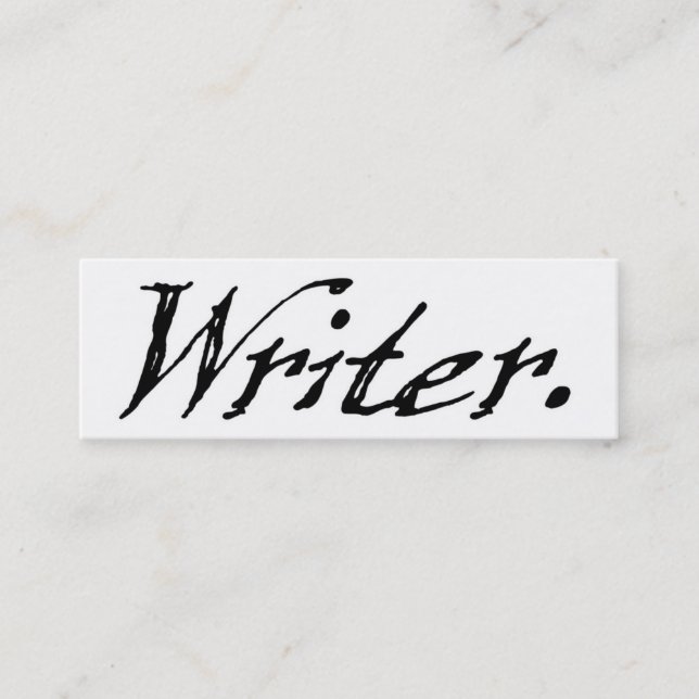 Writer Black White Mini Business Card (Front)