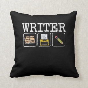 Writer Book Typewriter Pencil Author Literature Throw Pillow