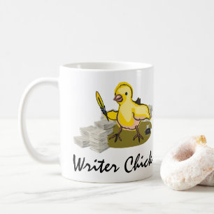 Writer Chick with Paper, Feather Quill and Ink Coffee Mug