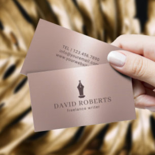 Writer Editor Author Pen Nib Logo Rose Gold Business Card