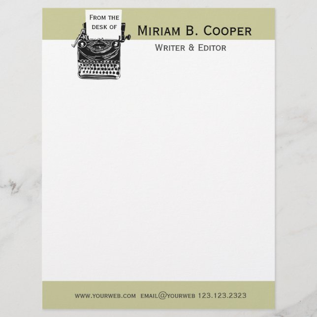 Writer Editor Publishing Professional Letterhead (Front)