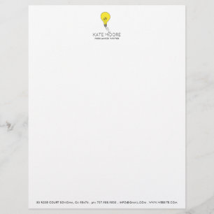Writer Light Bulb Idea Business Letterhead
