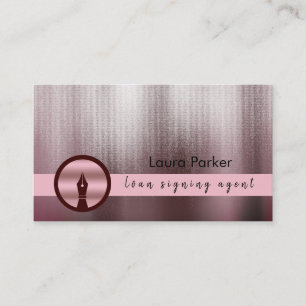 Writer Loan Signing Agent Nib Rose Gold Notary Business Card