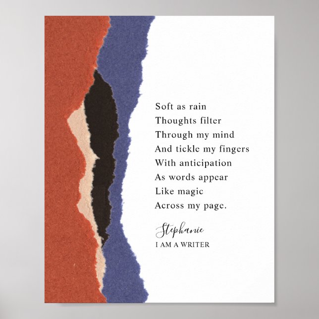 Writer Name Motivational Poem Abstract Torn Paper Poster (Front)