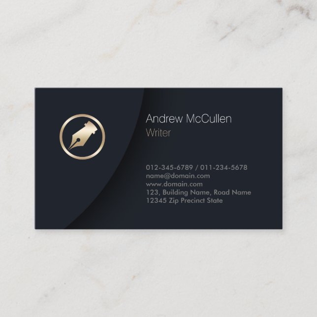 Writer Pen Icon Business Card (Front)