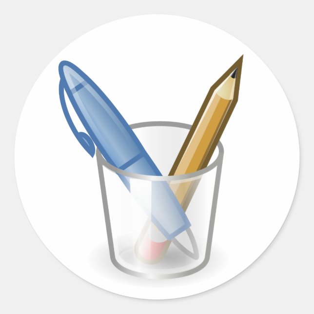 Writer Pen Pencil Cup Classic Round Sticker (Front)