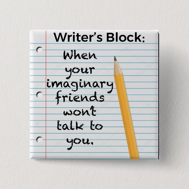 Writer’s Block 2 Inch Square Button (Front)