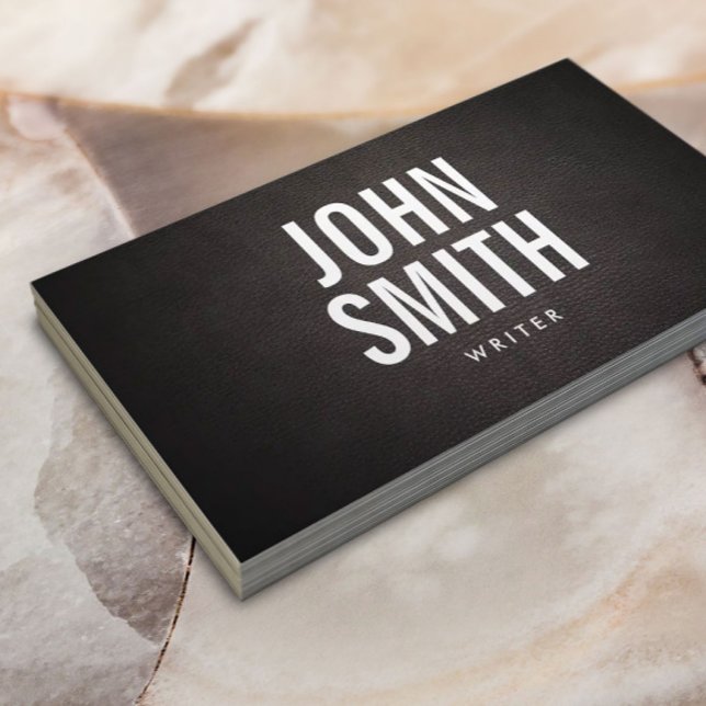 Writer Simple Bold Typography Elegant Leather Business Card (Creator Uploaded)