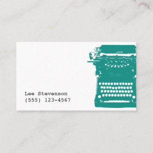 Writer Teal Vintage Typewriter Business Card
