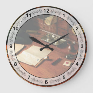 Writer - The desk of a gentleman Large Clock