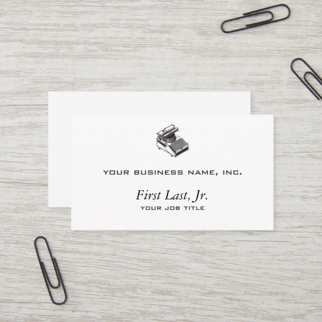 Writer -Type Writing Machine - Typewriter Business Card (Front/Back In Situ)