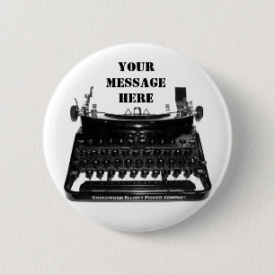Writer Typewriter Your Message Here Design 2 Inch Round Button