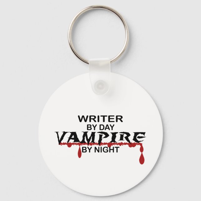 Writer Vampire by Night Keychain (Front)