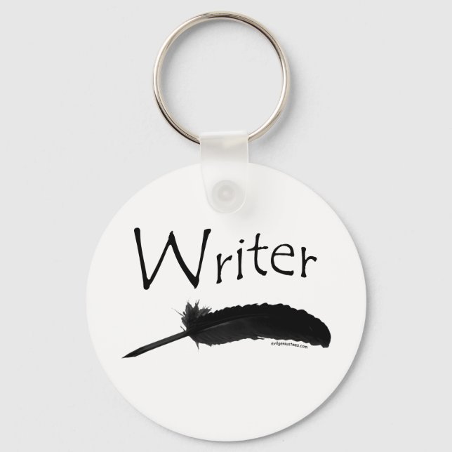 Writer with quill pen keychain (Front)