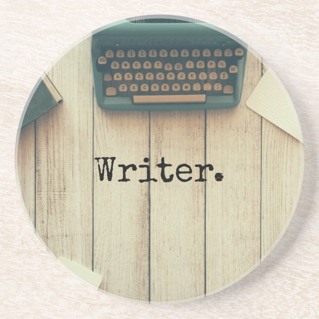 Writer writing desk retro typewriter coaster (Front)