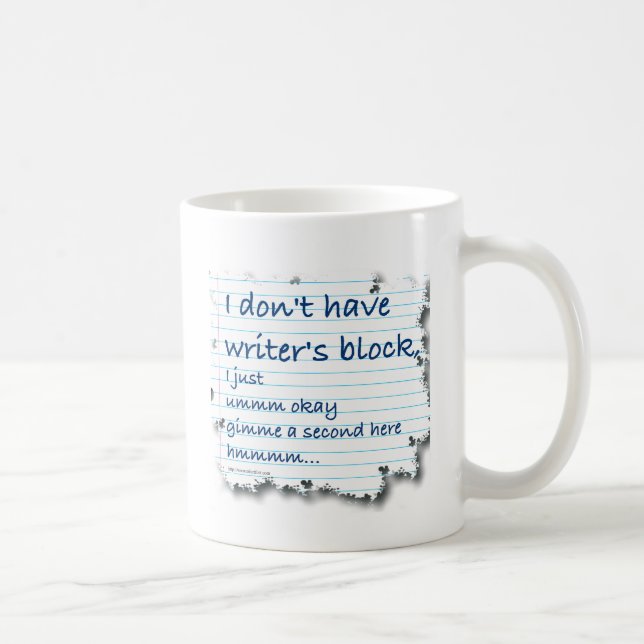 Writers Block Excuses Coffee Mug (Right)