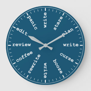 Writer's Clock for Journalist or Novelist in Blue