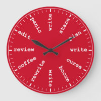 Writer's Clock Funny Author Writer Clock in Red